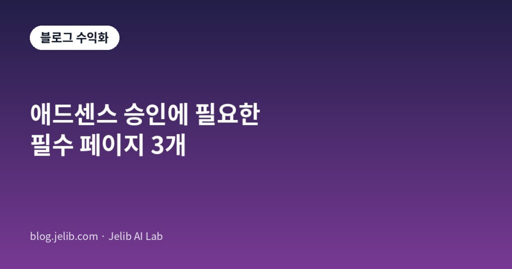 애드센스 승인에 필요한 개인정보처리방침·소개·문의 필수 페이지 3개를 안내하는 배너